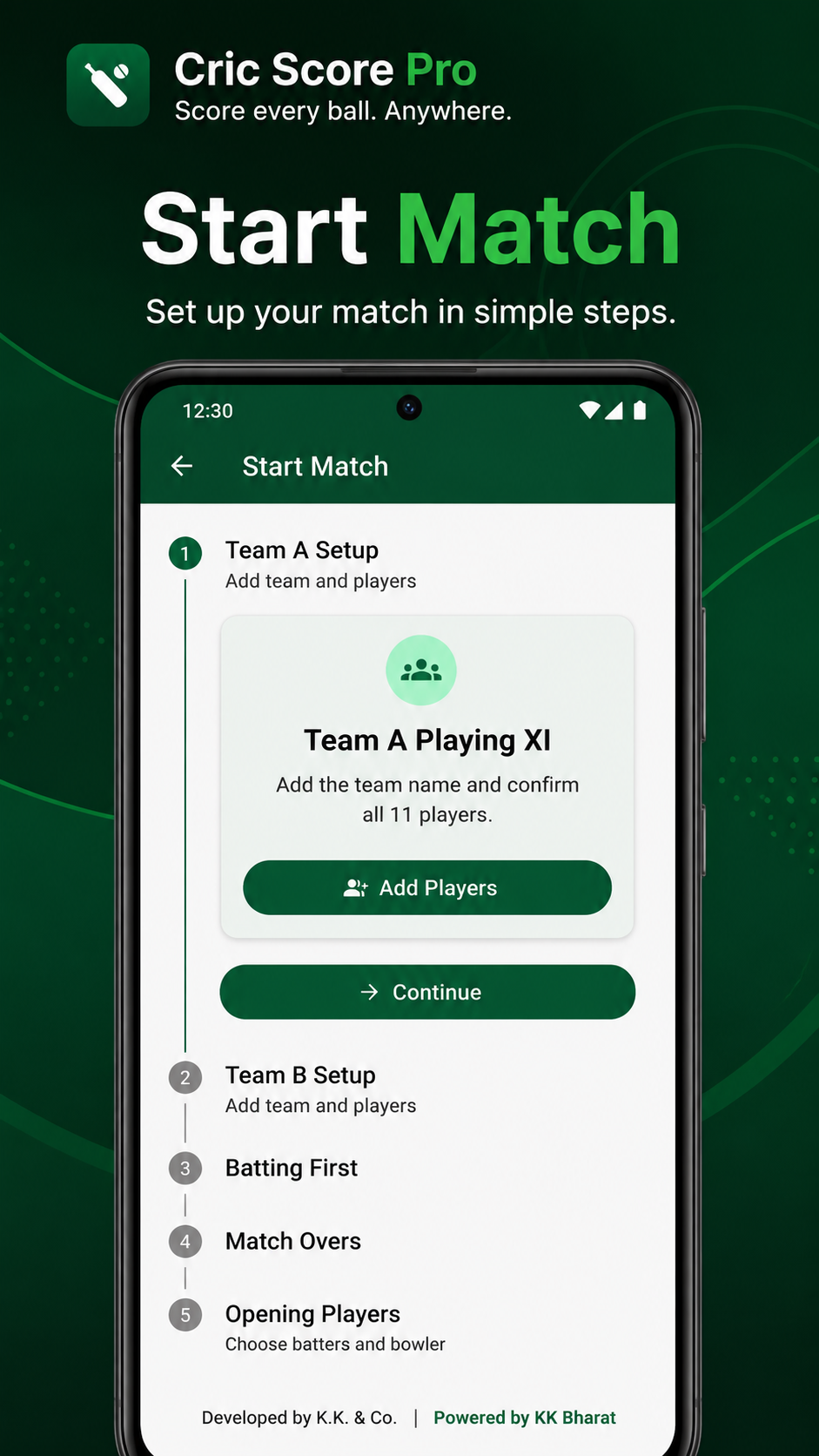 Start match setup screen
